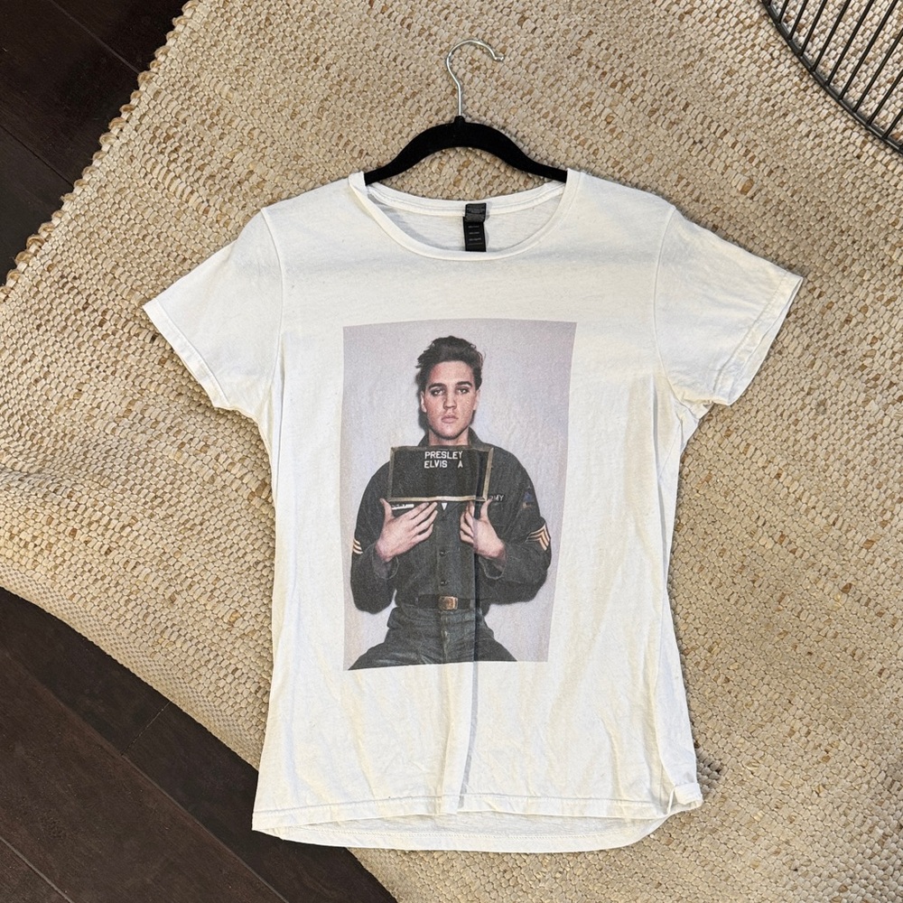 Elvis Graphic Tee - White Women's Crewneck Top